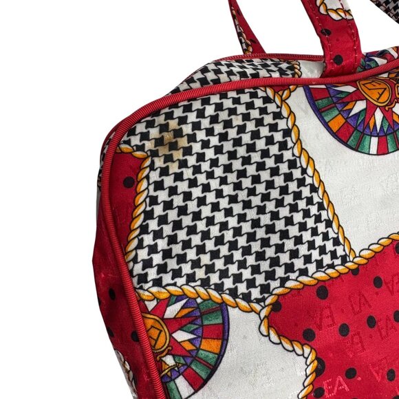 Vintage Elizabeth‎ Arden Red & Black Patchwork Travel Bag Makeup Cosmetic Bag - Picture 9 of 9